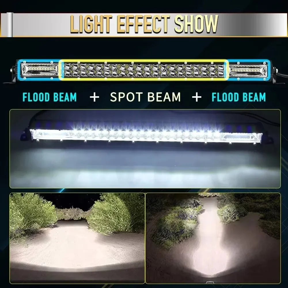 Barra de Luz LED 12D de 60W 120W 180W, Barra LED Super Delgada para Tractor, 4X4, Todoterreno, ATV, Camioneta, Luz de Trabajo LED, Lámpara de Conducción de 12V 24V