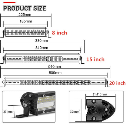 Barra de Luz LED 12D de 60W 120W 180W, Barra LED Super Delgada para Tractor, 4X4, Todoterreno, ATV, Camioneta, Luz de Trabajo LED, Lámpara de Conducción de 12V 24V