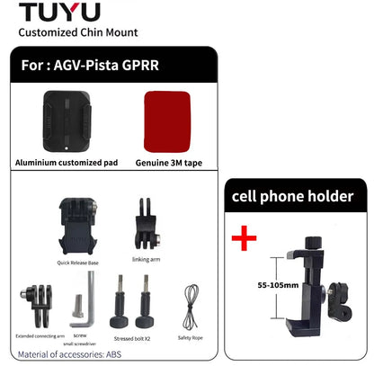 TUYU Premium casco de motocicleta personalizado Agv Pista GPRR K1 K5S K6luminium soporte de barbilla para GoPro Max Hero10 Insta360 One X2 R DJI