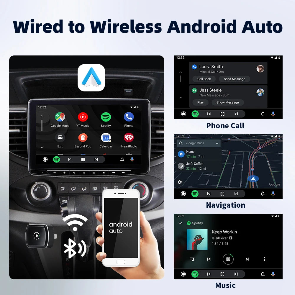 EKIY 2 en 1 con cable a Dongle CarPlay inalámbrico adaptador Android para coche sistemas inteligentes AI caja inteligente para coche con CarPlay con cable
