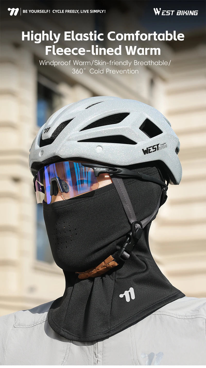WEST BIKING-casco para bicicleta, pasamontañas cálido para ciclismo de invierno, cubierta para la cabeza a prueba de frío para exteriores, máscara facial completa, forro para casco de motocicleta