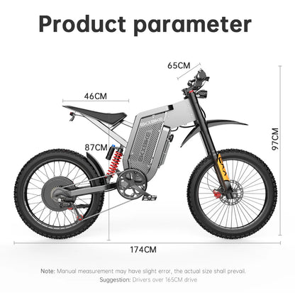 EKX X21 Max motocicletas eléctricas 3000W motores sin escobillas sin engranajes 60V30AH velocidad de la batería de litio 85Kmh bicicleta eléctrica todoterreno para adultos