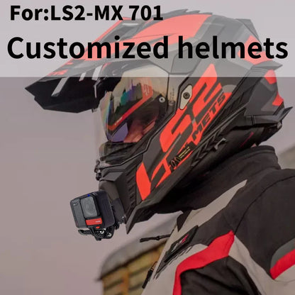 Casco de motocicleta personalizado premium TUYU LS2 MX701 ff 801358   Soporte de barbilla de aluminio para accesorios GoPro Hero10 Insta360 X2 3 DJI