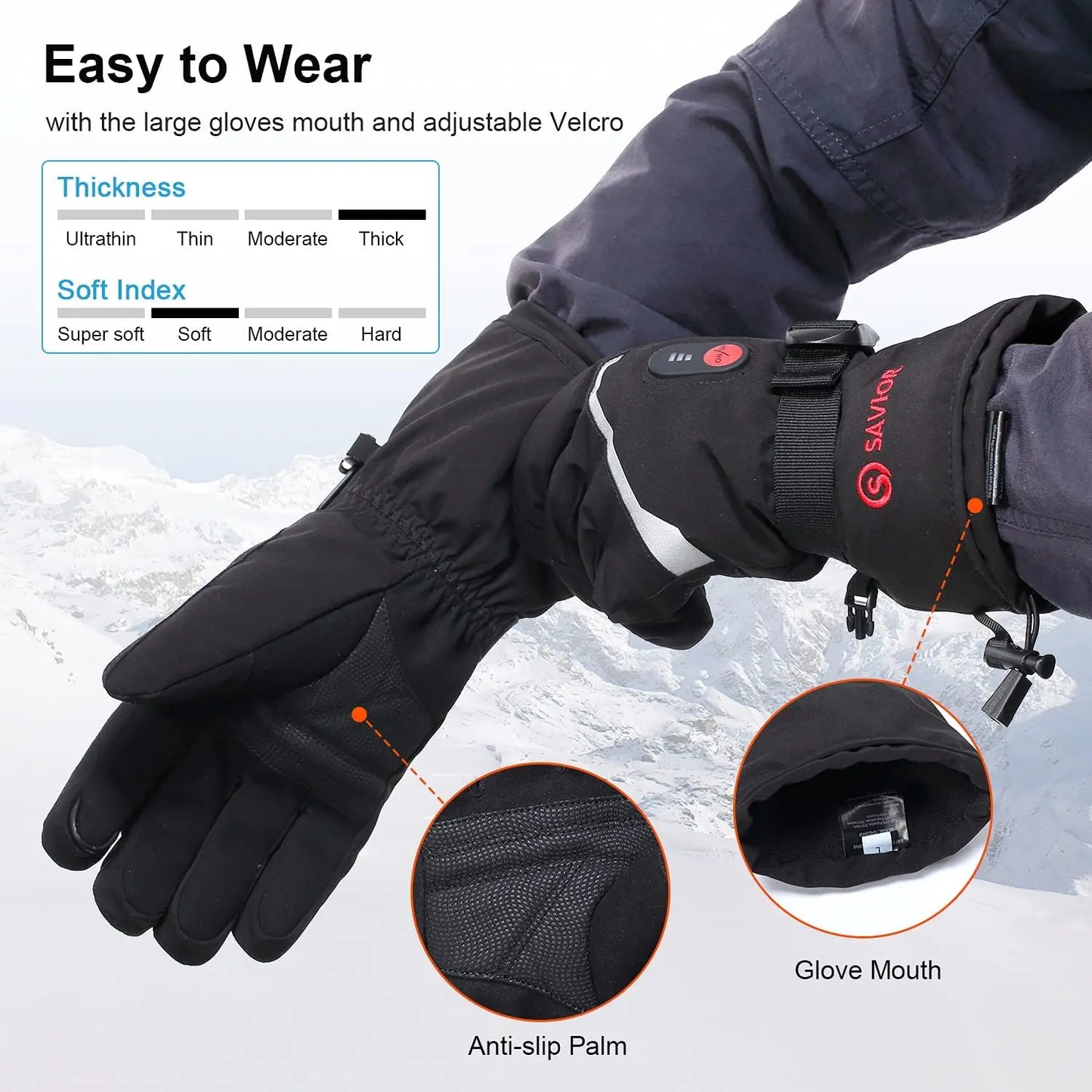 SNOW DEER-guantes calefactables de invierno para hombre y mujer, guantes térmicos de esquí para motocicletas eléctricas, cargador de batería recargable resistente al agua