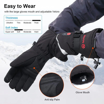 SNOW DEER-guantes calefactables de invierno para hombre y mujer, guantes térmicos de esquí para motocicletas eléctricas, cargador de batería recargable resistente al agua