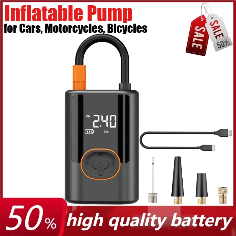 Arrancador de batería portátil para coche, 100W, 4000mAh, detección inteligente de presión de neumáticos para coches, motocicletas, bicicletas, banco de energía de bolas