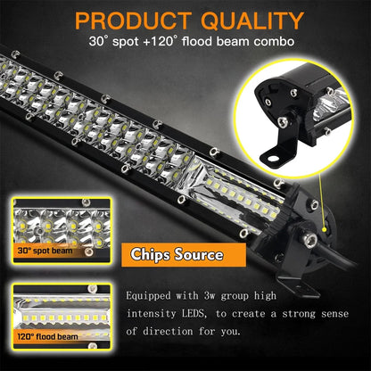 Barra de Luz LED 12D de 60W 120W 180W, Barra LED Super Delgada para Tractor, 4X4, Todoterreno, ATV, Camioneta, Luz de Trabajo LED, Lámpara de Conducción de 12V 24V
