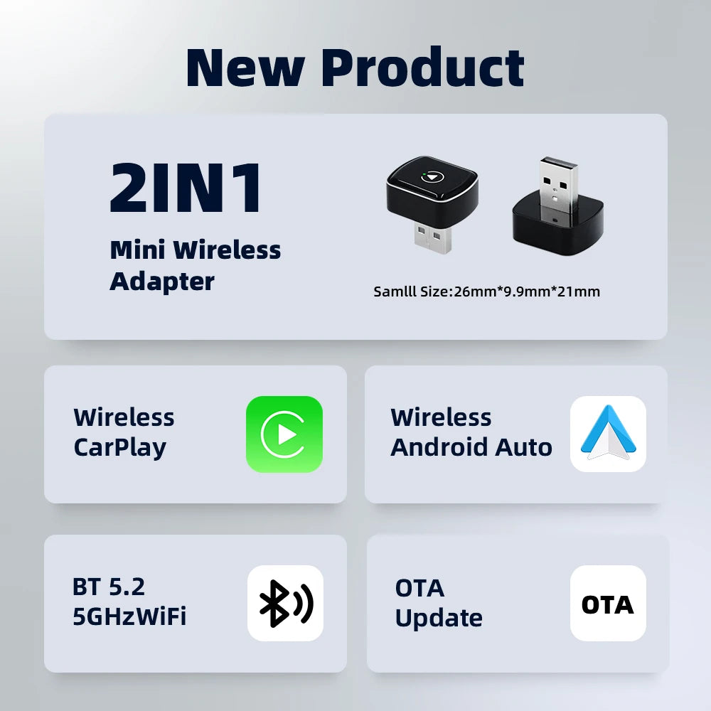 EKIY 2 en 1 con cable a Dongle CarPlay inalámbrico adaptador Android para coche sistemas inteligentes AI caja inteligente para coche con CarPlay con cable