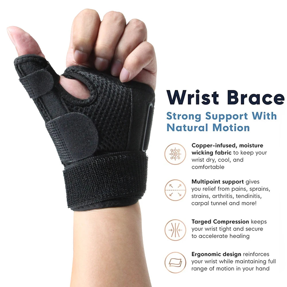 Muñequera para pulgar, férula Spica para tendinitis, artritis, CMC, mano izquierda o derecha, se adapta a deportes para hombres y mujeres, 1 Uds.