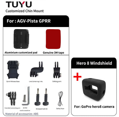 TUYU Premium casco de motocicleta personalizado Agv Pista GPRR K1 K5S K6luminium soporte de barbilla para GoPro Max Hero10 Insta360 One X2 R DJI