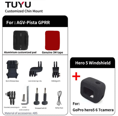TUYU Premium casco de motocicleta personalizado Agv Pista GPRR K1 K5S K6luminium soporte de barbilla para GoPro Max Hero10 Insta360 One X2 R DJI