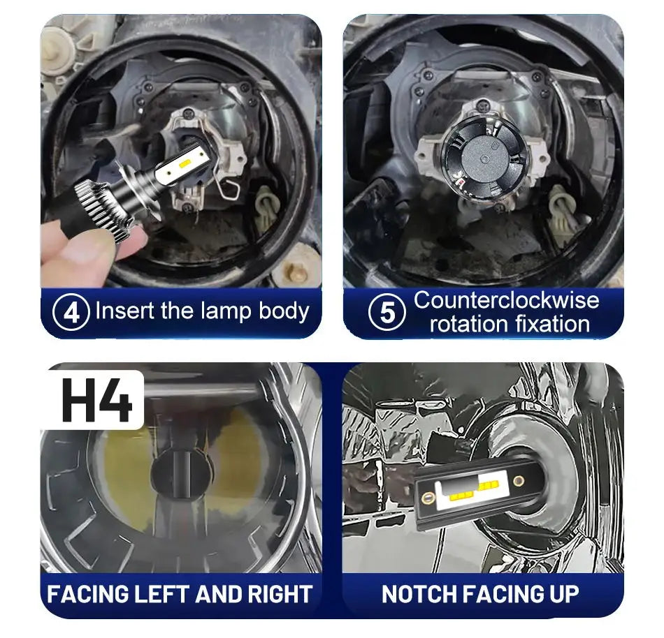 Faro LED H4 5000000LM 4800W LED H7 H1 H11 H8 H9 9005 9006 HB3 HB4 4300K 6500K 8000K PTF bombilla de hielo luces antiniebla automáticas potentes