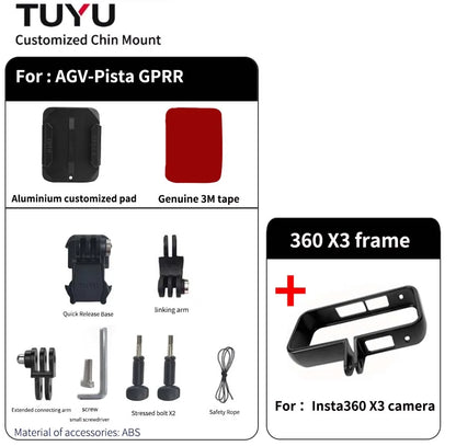 TUYU Premium casco de motocicleta personalizado Agv Pista GPRR K1 K5S K6luminium soporte de barbilla para GoPro Max Hero10 Insta360 One X2 R DJI
