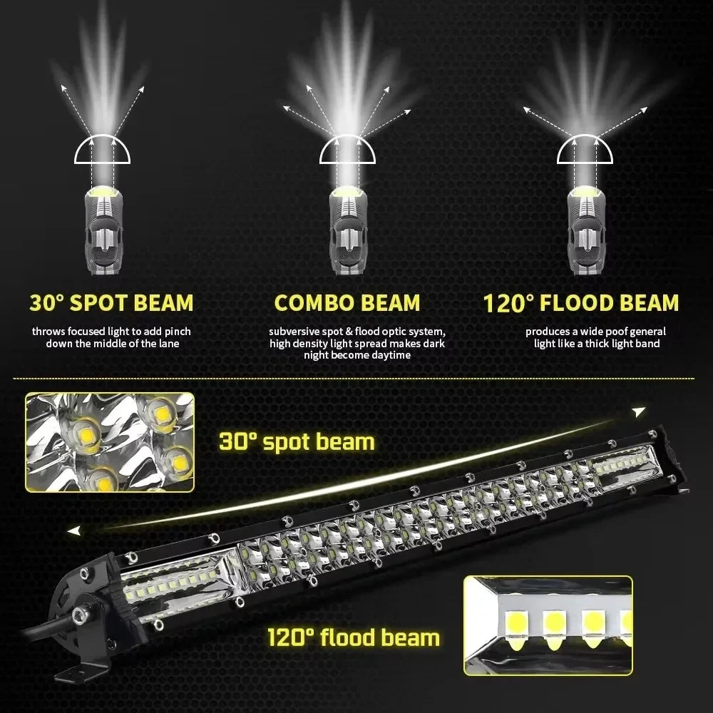 Barra de Luz LED 12D de 60W 120W 180W, Barra LED Super Delgada para Tractor, 4X4, Todoterreno, ATV, Camioneta, Luz de Trabajo LED, Lámpara de Conducción de 12V 24V