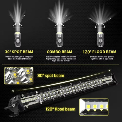 Barra de Luz LED 12D de 60W 120W 180W, Barra LED Super Delgada para Tractor, 4X4, Todoterreno, ATV, Camioneta, Luz de Trabajo LED, Lámpara de Conducción de 12V 24V