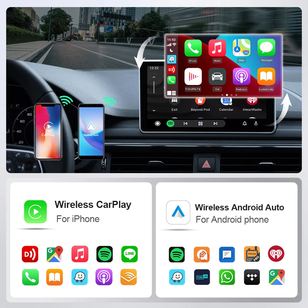 EKIY 2 en 1 con cable a Dongle CarPlay inalámbrico adaptador Android para coche sistemas inteligentes AI caja inteligente para coche con CarPlay con cable