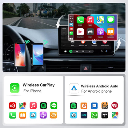 EKIY 2 en 1 con cable a Dongle CarPlay inalámbrico adaptador Android para coche sistemas inteligentes AI caja inteligente para coche con CarPlay con cable