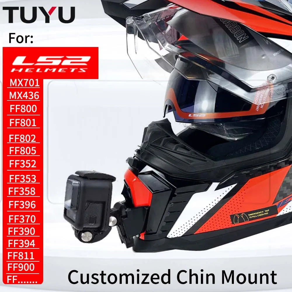 Casco de motocicleta personalizado premium TUYU LS2 MX701 ff 801358   Soporte de barbilla de aluminio para accesorios GoPro Hero10 Insta360 X2 3 DJI