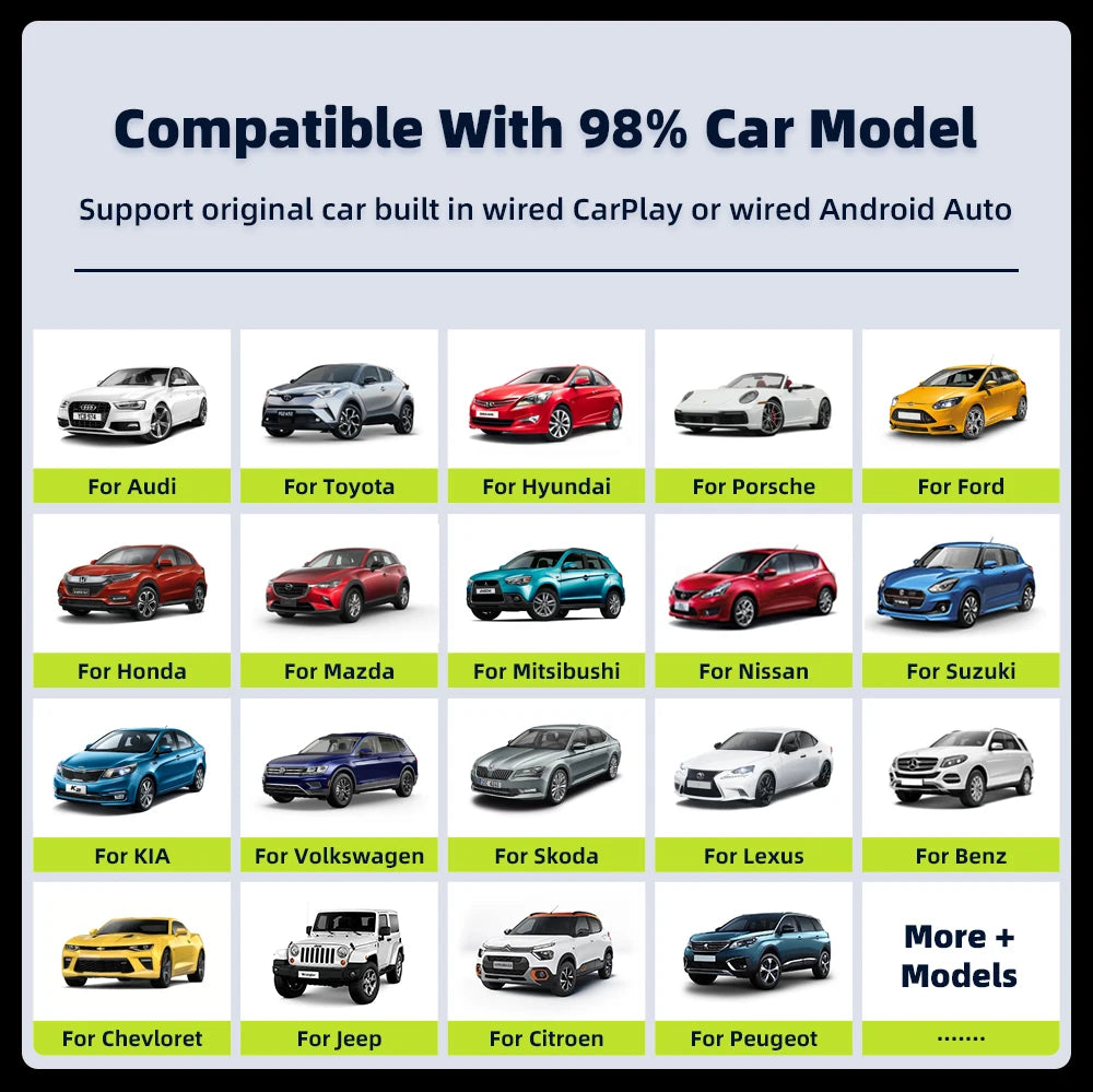 EKIY 2 en 1 con cable a Dongle CarPlay inalámbrico adaptador Android para coche sistemas inteligentes AI caja inteligente para coche con CarPlay con cable