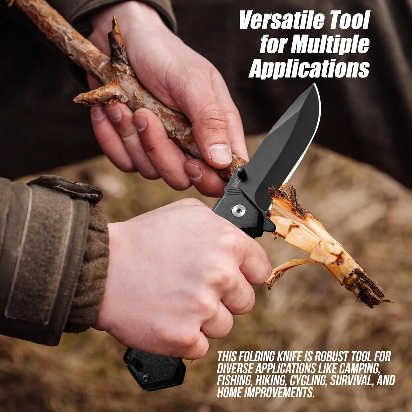 Cuchillo plegable práctico de acero inoxidable, cuchillo plegable de bolsillo EDC adecuado para acampar al aire libre, pescar, supervivencia y cazar