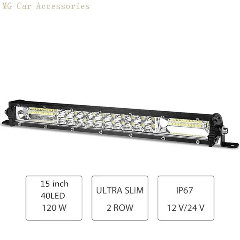 Barra de Luz LED de 5 Filas, 12 Pulgadas, 264W, Luz de Trabajo para Auto, Foco, Lámpara de Conducción para Todoterreno, Camioneta, SUV, ATV, Tractor, 4X4