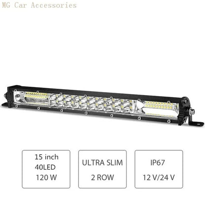 Barra de Luz LED de 5 Filas, 12 Pulgadas, 264W, Luz de Trabajo para Auto, Foco, Lámpara de Conducción para Todoterreno, Camioneta, SUV, ATV, Tractor, 4X4
