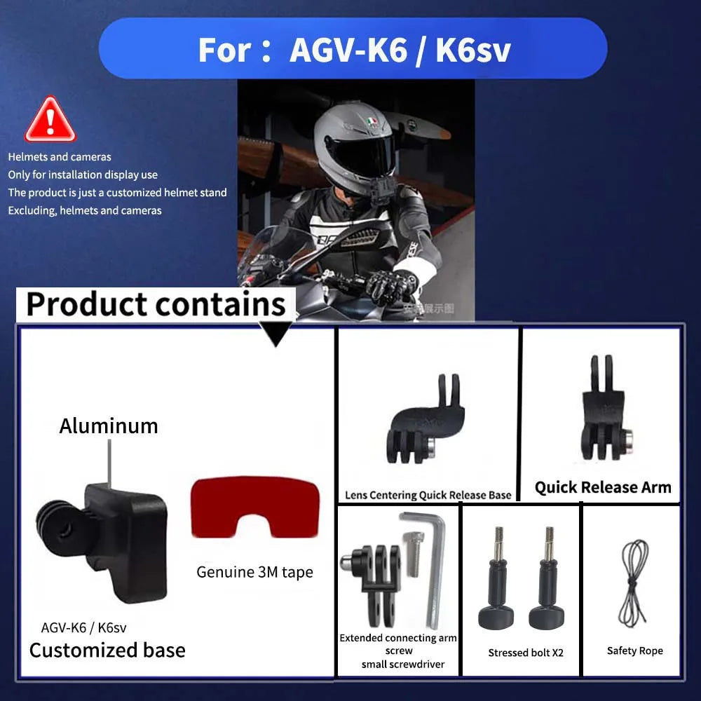 TUYU Premium casco de motocicleta personalizado Agv Pista GPRR K1 K5S K6luminium soporte de barbilla para GoPro Max Hero10 Insta360 One X2 R DJI