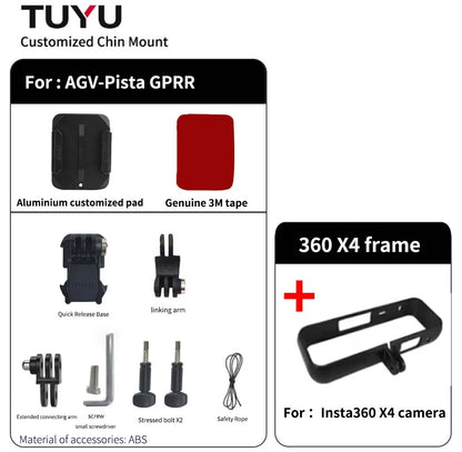 TUYU Premium casco de motocicleta personalizado Agv Pista GPRR K1 K5S K6luminium soporte de barbilla para GoPro Max Hero10 Insta360 One X2 R DJI
