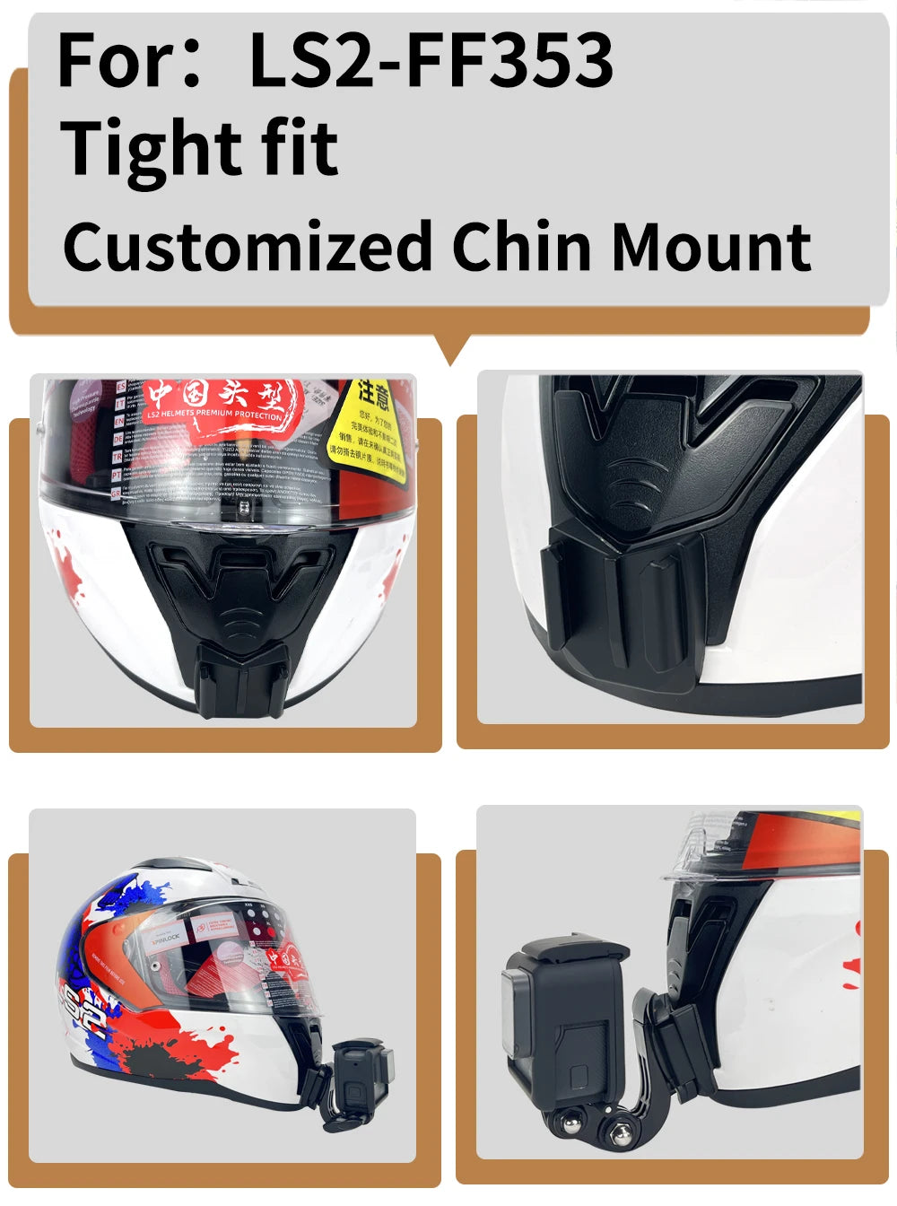 Casco de motocicleta personalizado premium TUYU LS2 MX701 ff 801358   Soporte de barbilla de aluminio para accesorios GoPro Hero10 Insta360 X2 3 DJI