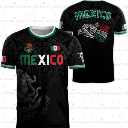 Camiseta con estampado de la bandera nacional de México para hombre, divertida camiseta con diseño de águila en 3D, manga corta, para deportes al aire libre, fútbol, informal, para la playa.